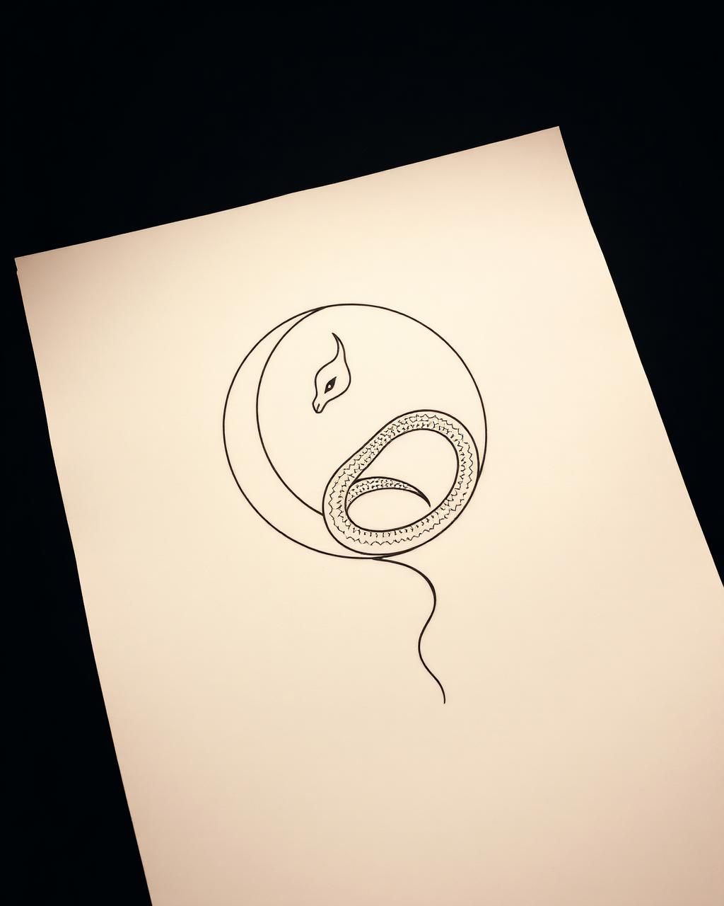Tatuagem Serpente Lunar — Fine Line
